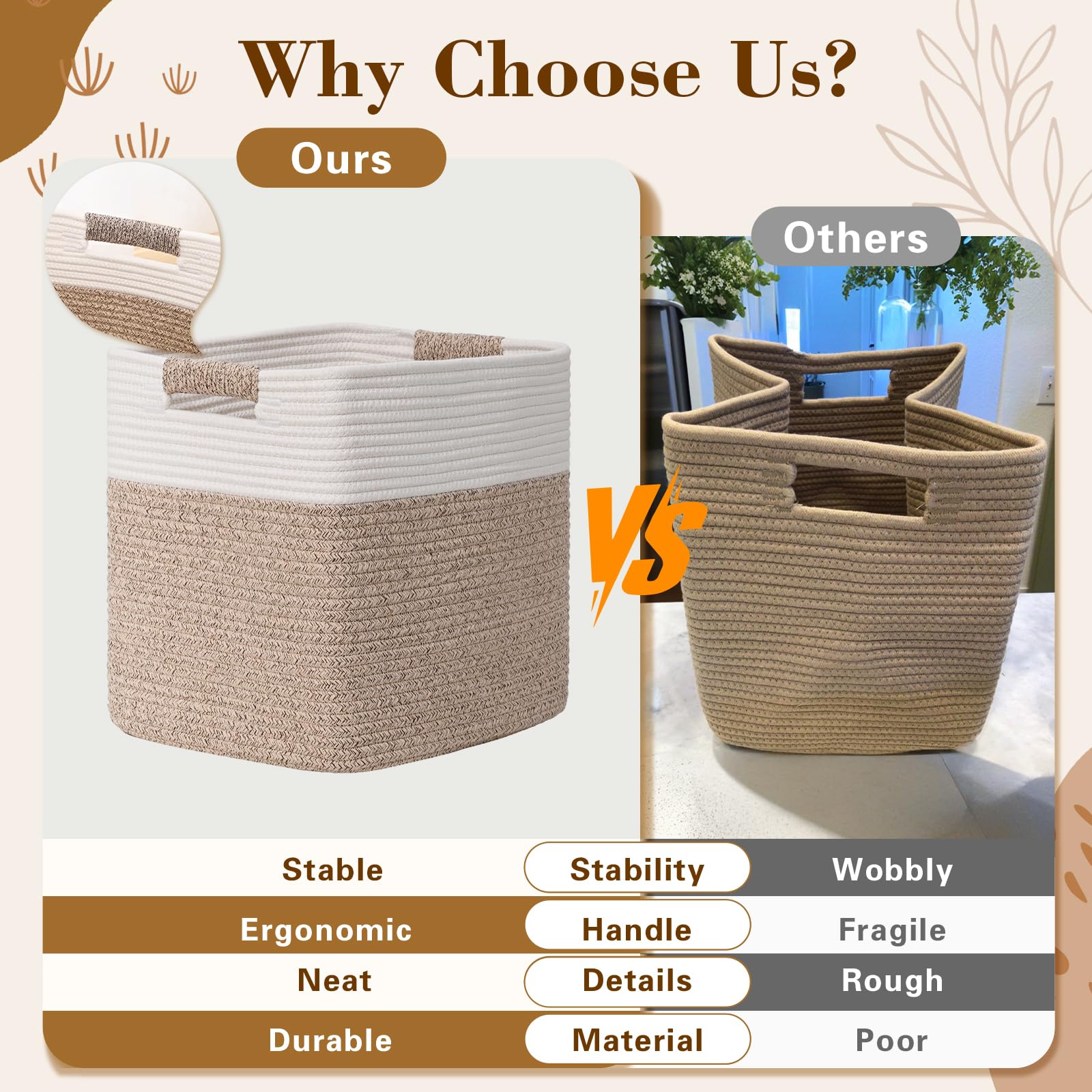 Degeyoyo soft cotton rope basket is kid-friendly and decorative.