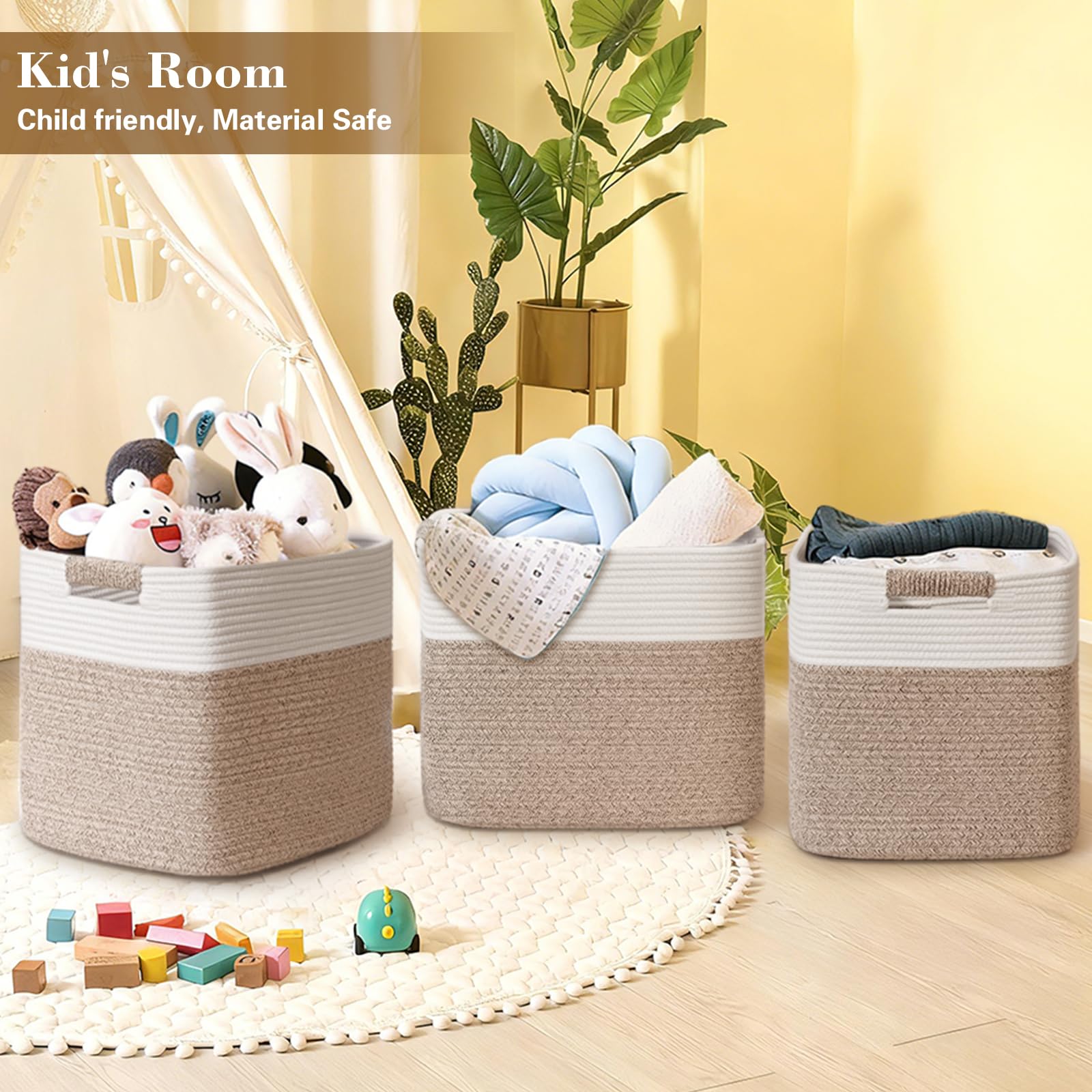 Degeyoyo square bin on a shelf offers easy access and organization.
