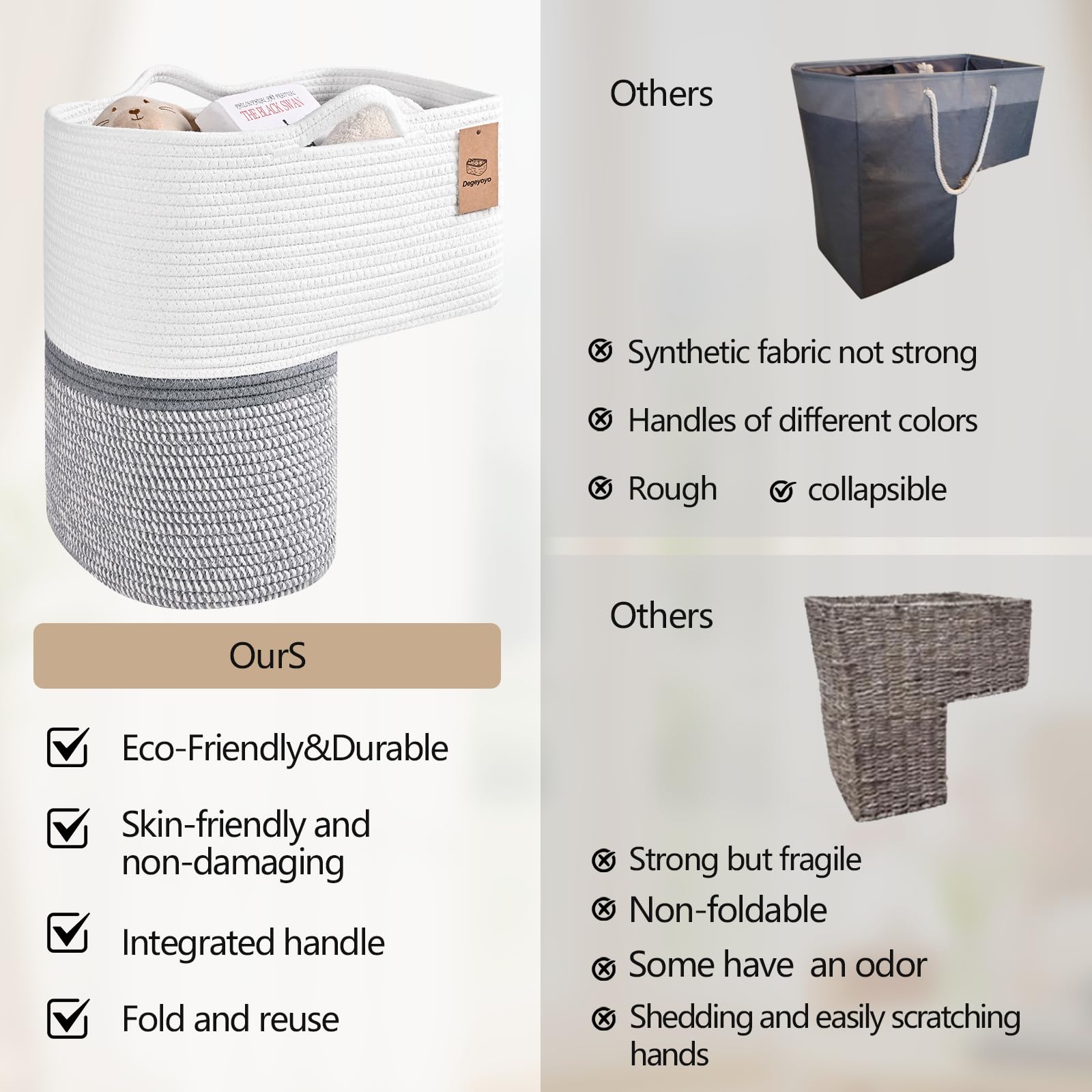 Degeyoyo stair basket on carpeted stairs organizing masks and keys