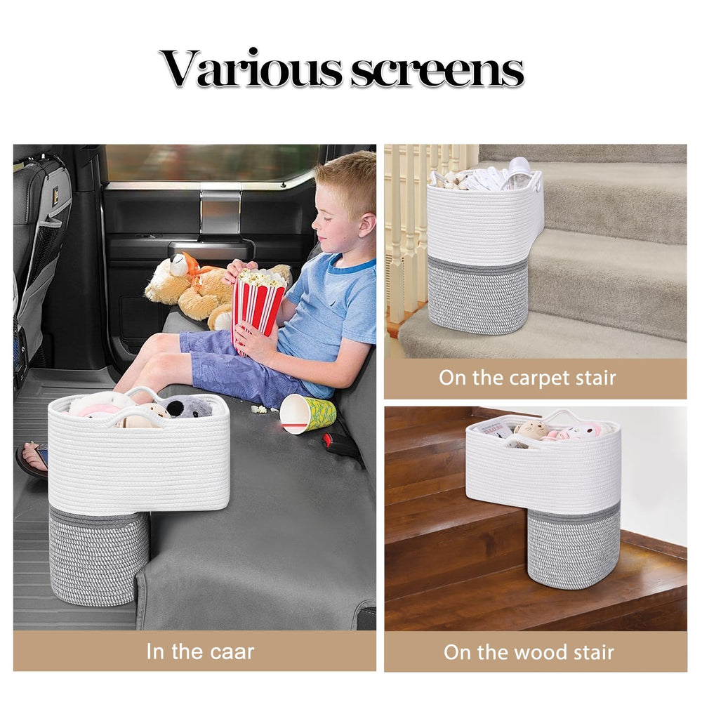 Sturdy Degeyoyo stair basket with strong handles for carrying items