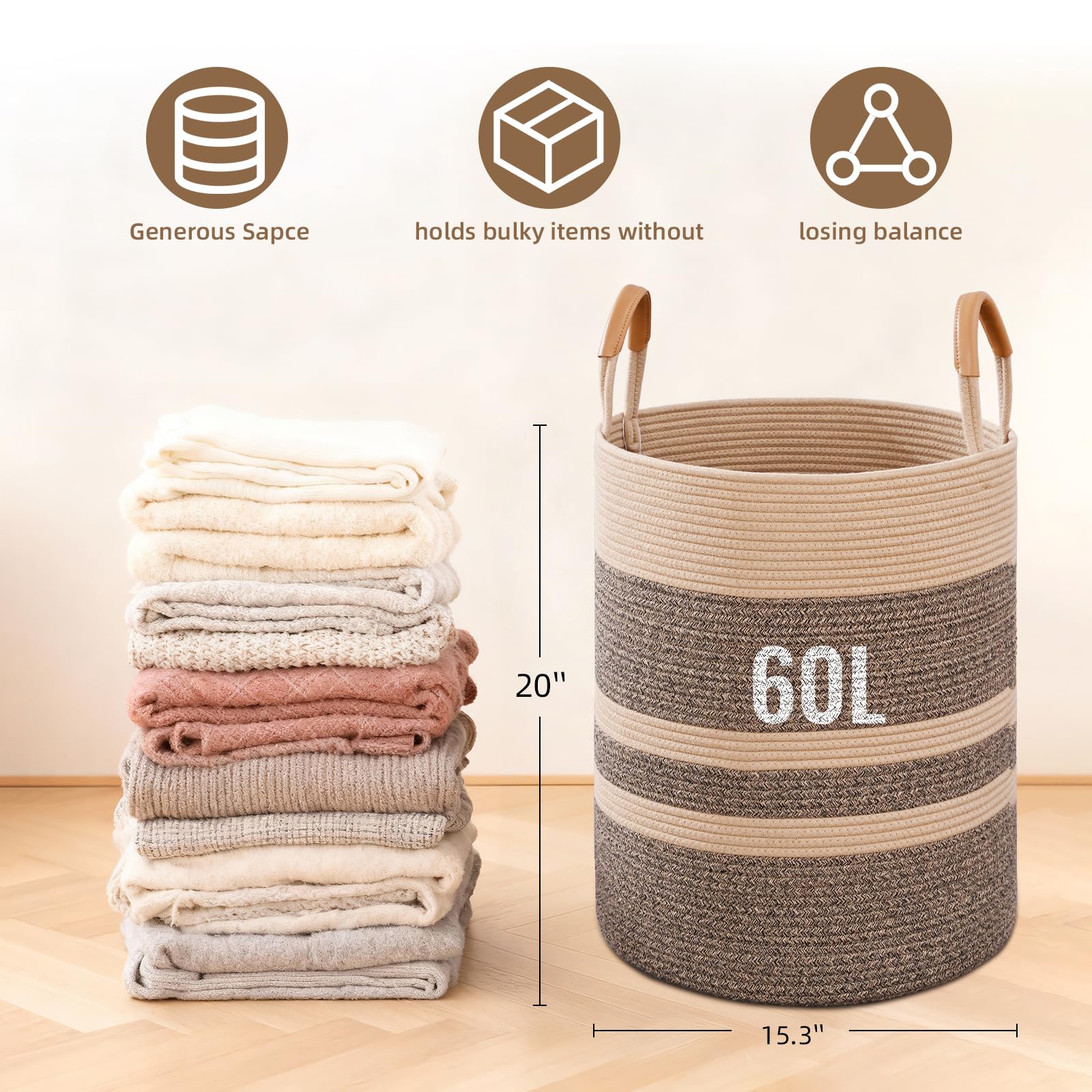 Degeyoyo versatile storage basket for blankets, toys, and more.