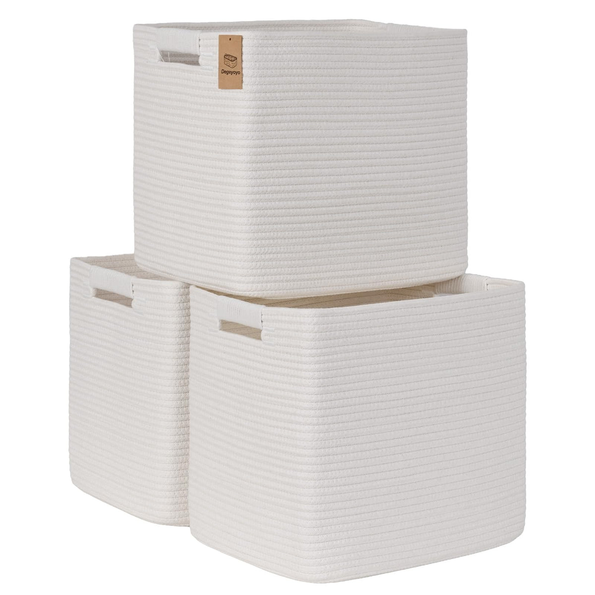Degeyoyo storage cubes on a shelf neatly organize items with a compact 15x13 inch footprint