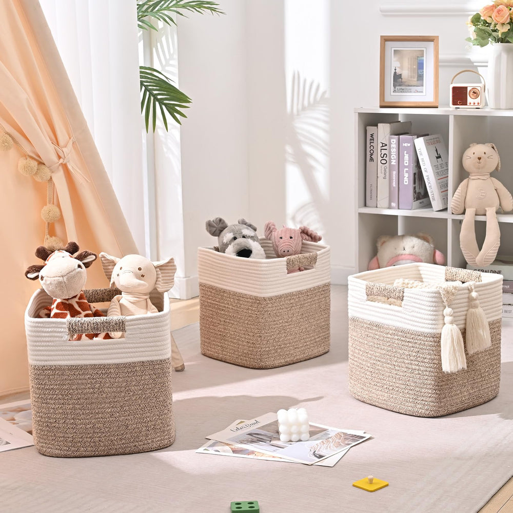 Degeyoyo storage cubes in bathroom vanity organize essentials with breathable fabric.