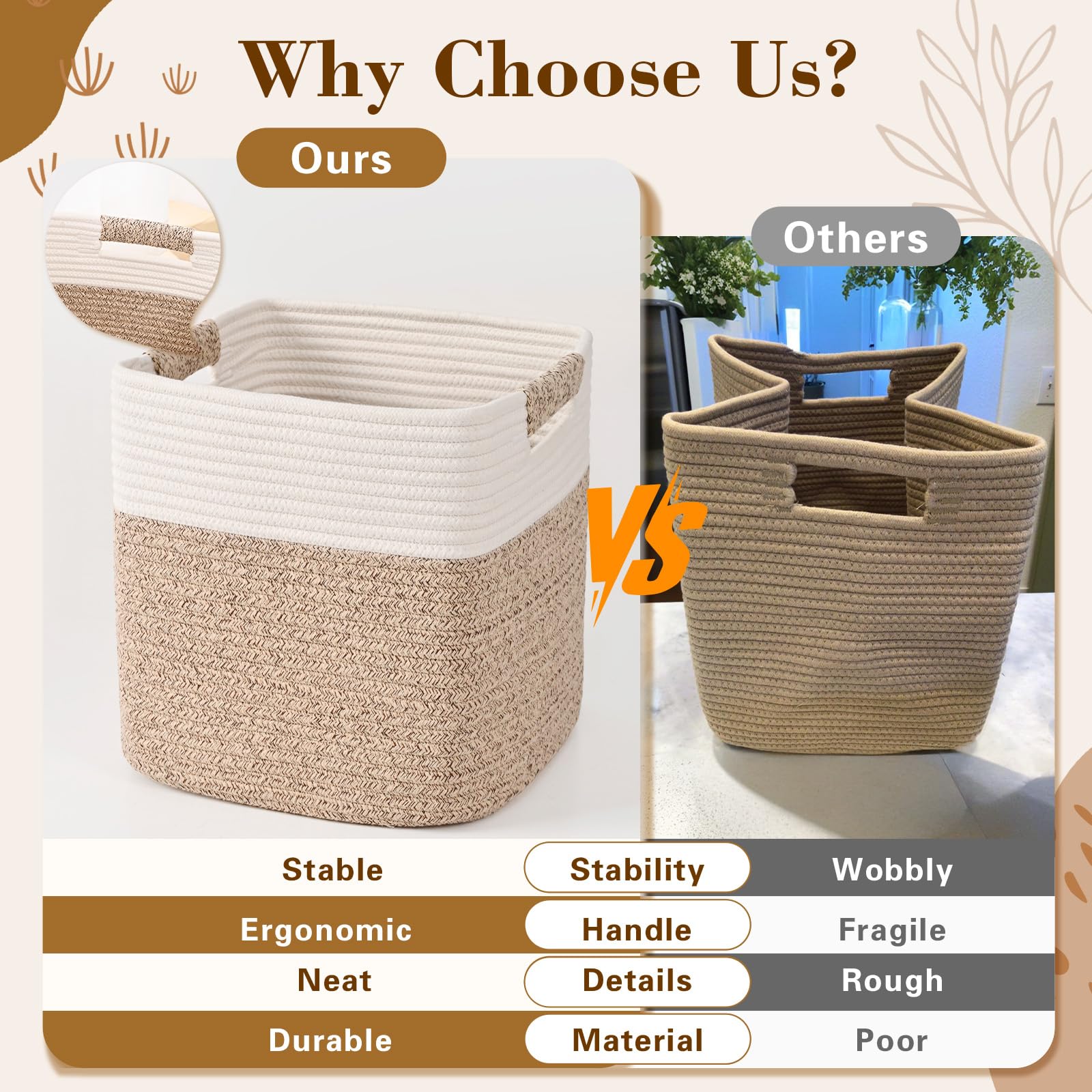 Degeyoyo woven cotton texture on the basket shows natural feel.