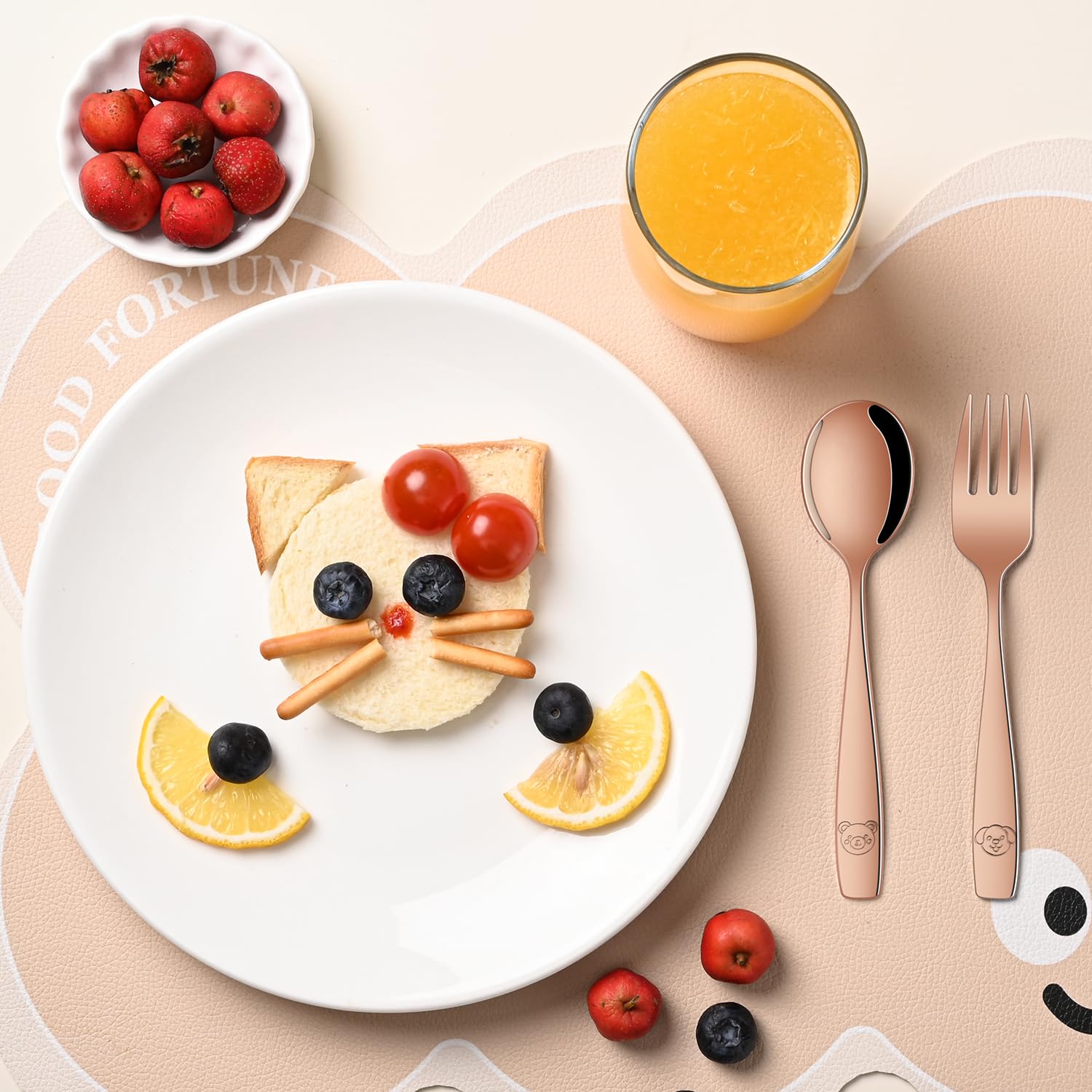 Dehov dishwasher-safe kids flatware with clear safety labeling.