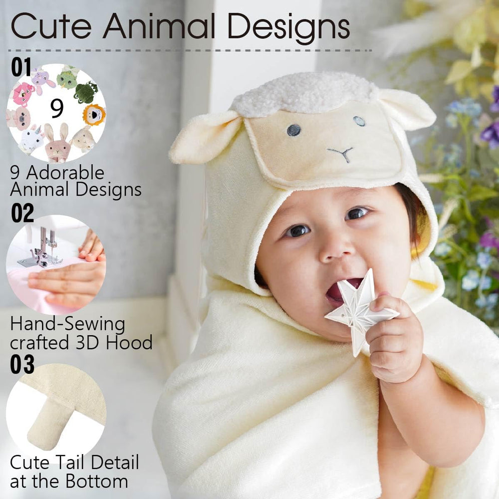 DEIGO Lam Hooded Towel ear detail adds cute design for newborns