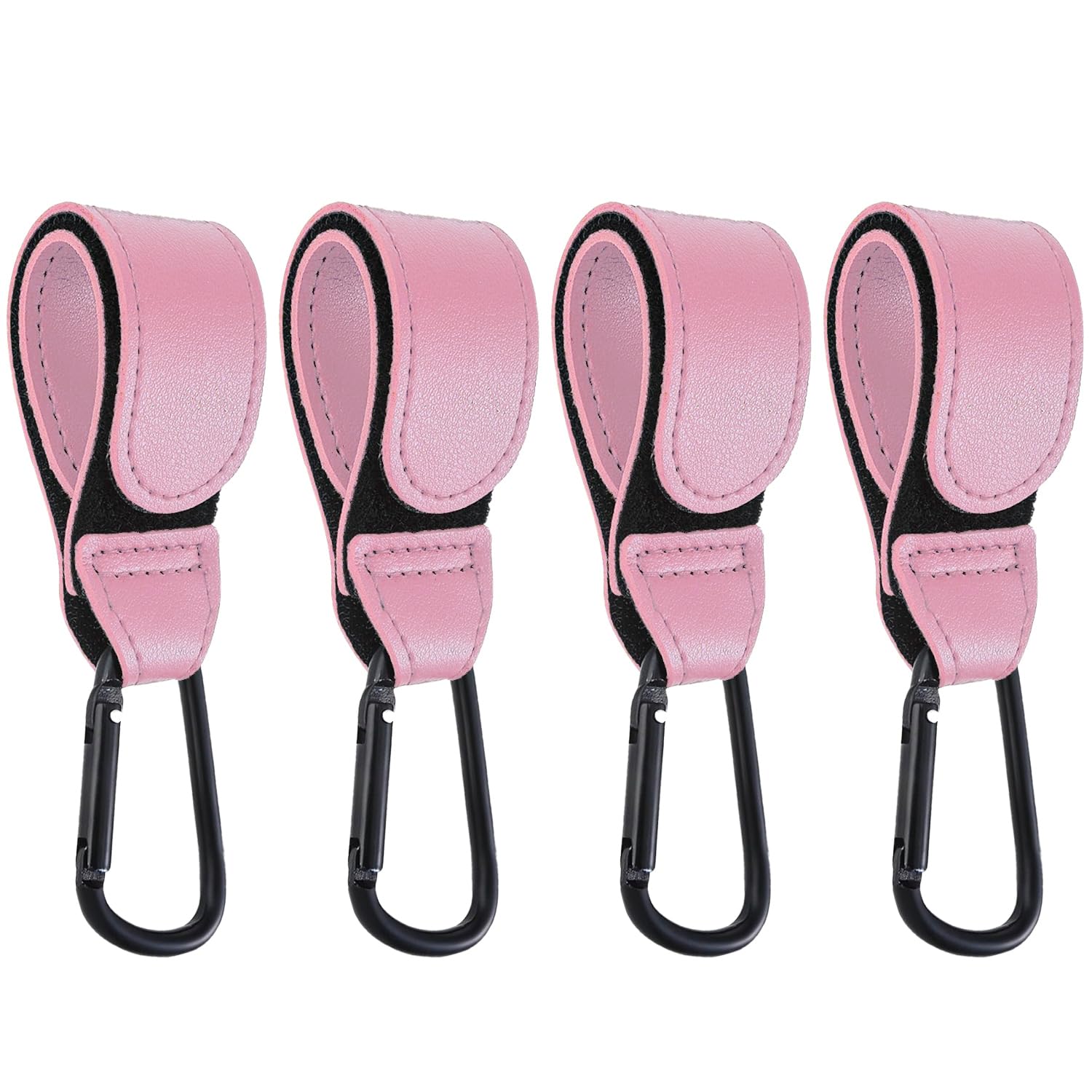 DEIHAALEN pink leather stroller hook pack ready for secure bag hanging on a handle.
