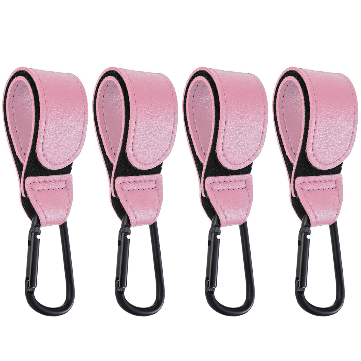 DEIHAALEN pink leather stroller hook pack ready for secure bag hanging on a handle.