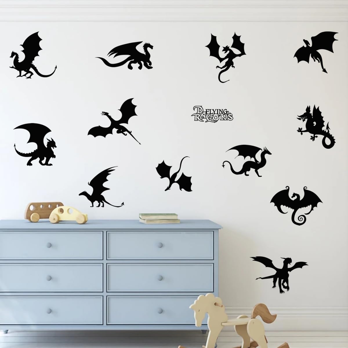 DEIKOKA dragon wall decals on wall for kids’ room decor and color boost.