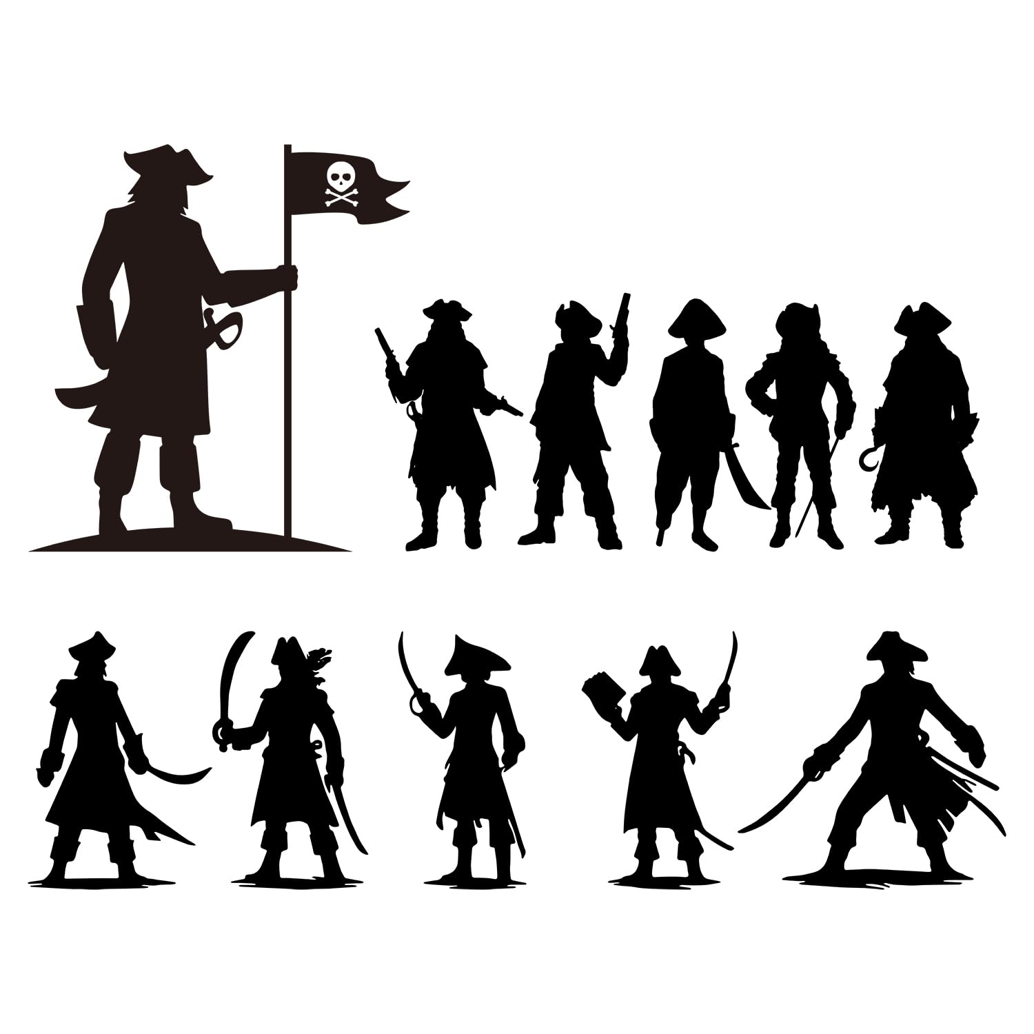 DEIKOKA pirate figures wall decal with varied poses for dynamic wall art.