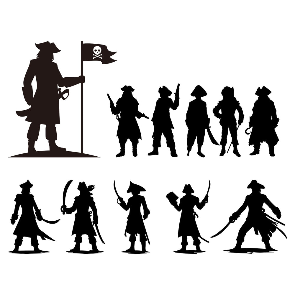 DEIKOKA pirate figures wall decal with varied poses for dynamic wall art.