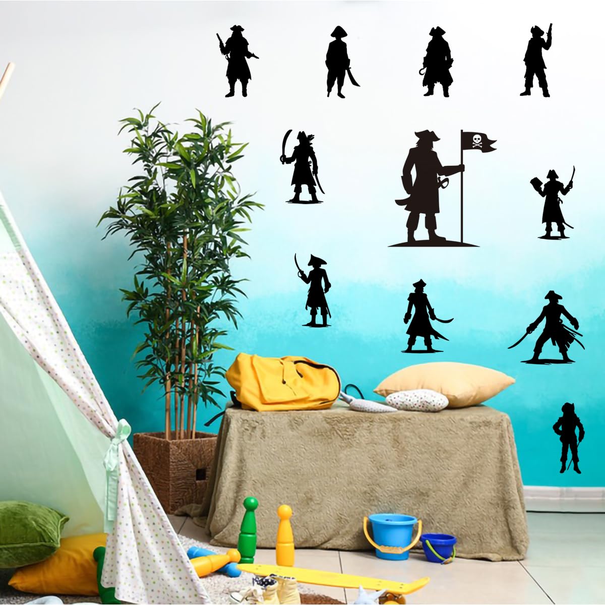 DEIKOKA pirate skull and flag sticker for kids' rooms and play areas.