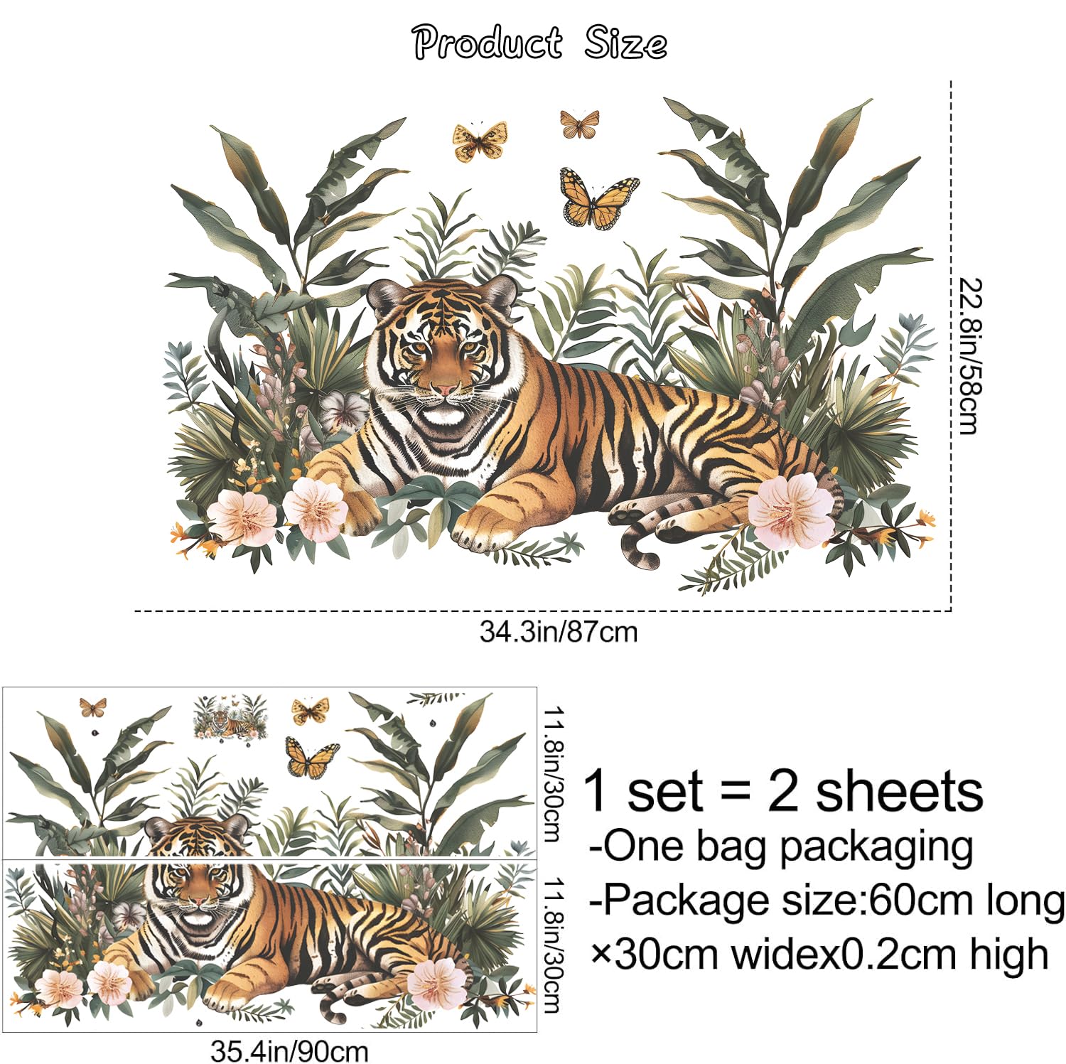 DEIKOKA tiger portrait wall sticker enhances kids' rooms with playful vibes