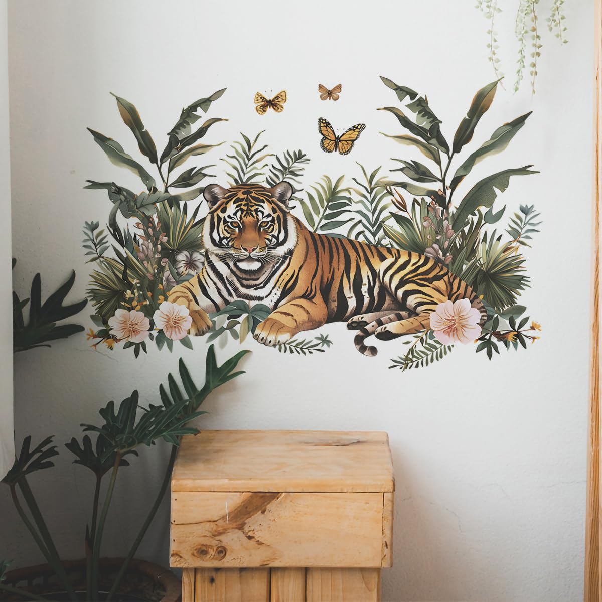 DEIKOKA peel-and-stick tiger decal is easy to reposition on smooth surfaces