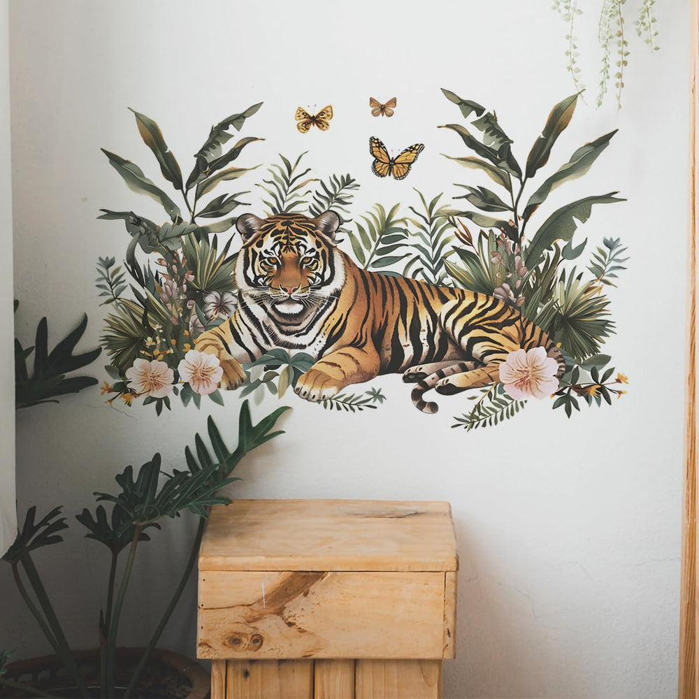 DEIKOKA peel-and-stick tiger decal is easy to reposition on smooth surfaces