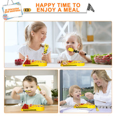 Deinyi toddler utensils closeup emphasizes comfortable grip during meals.