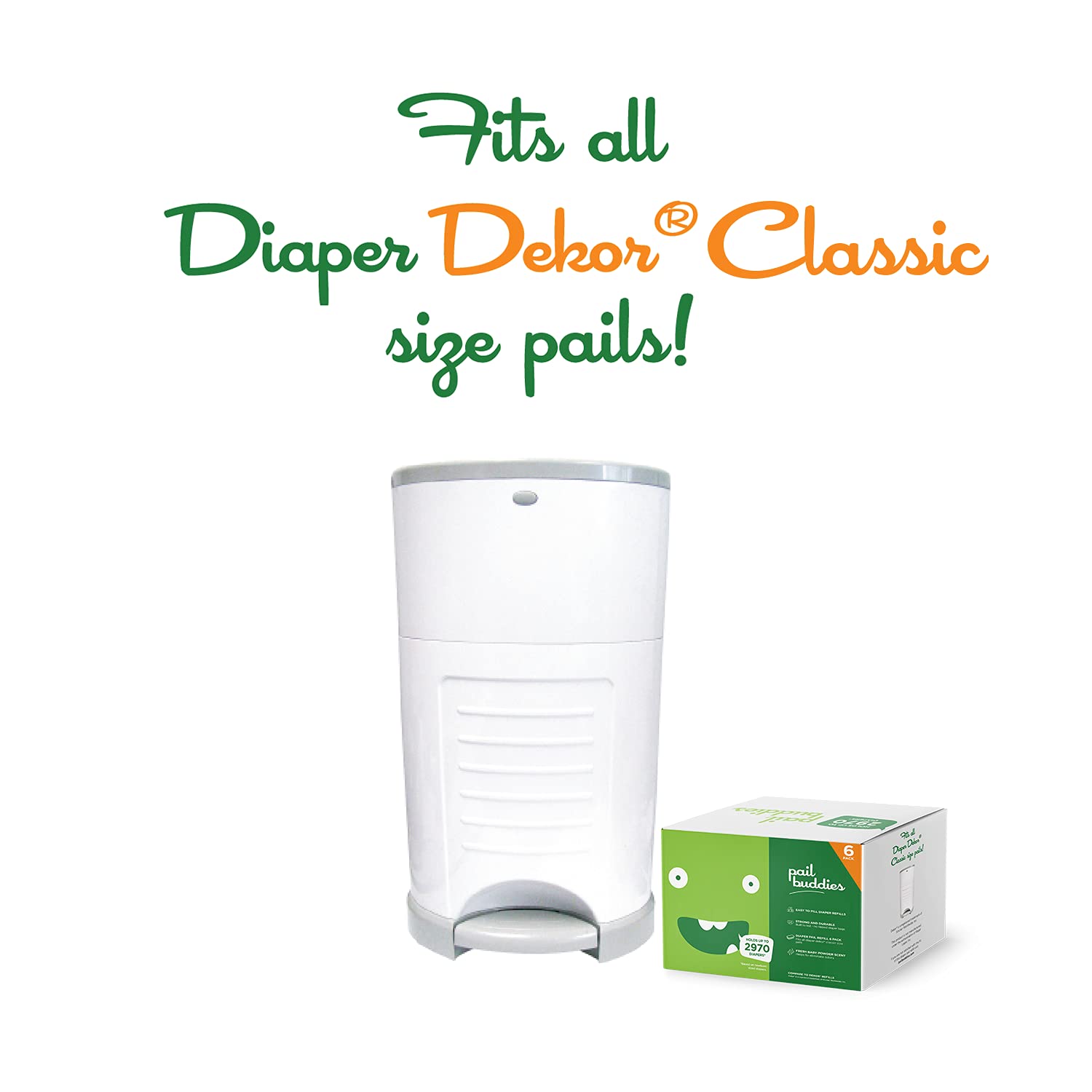 Dekor Classic fit diaper pail liner from Pail Buddies strengthens leak resistance.