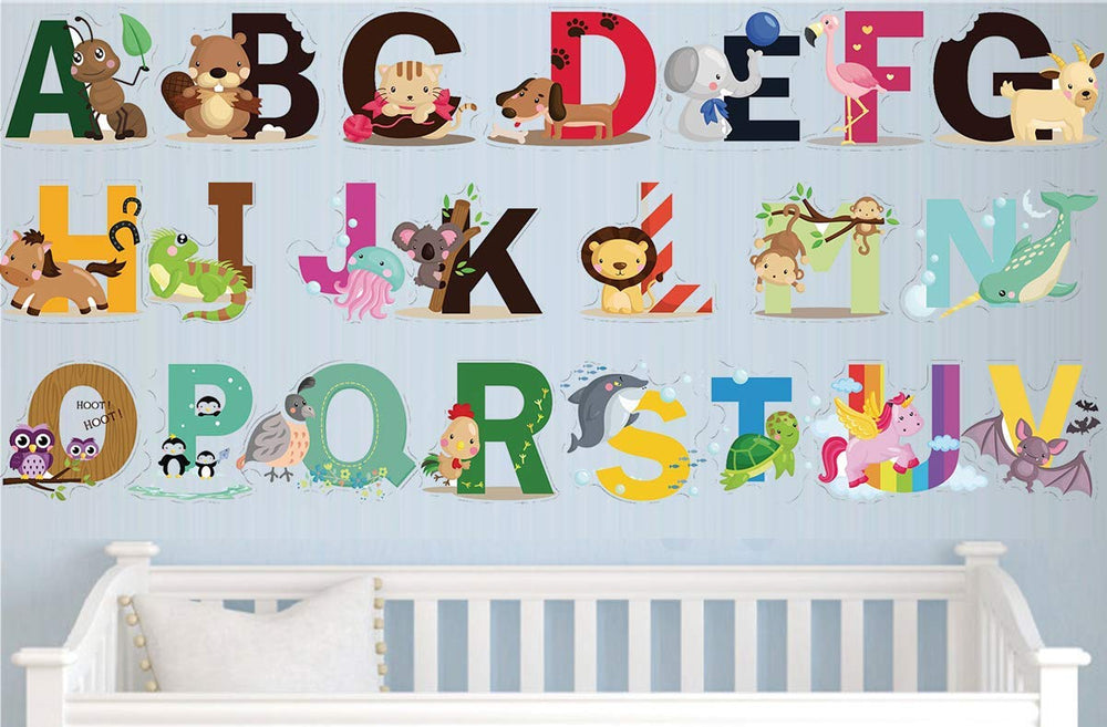DEKOSH Animal Alphabet nursery stickers for easy repositioning and cleanup