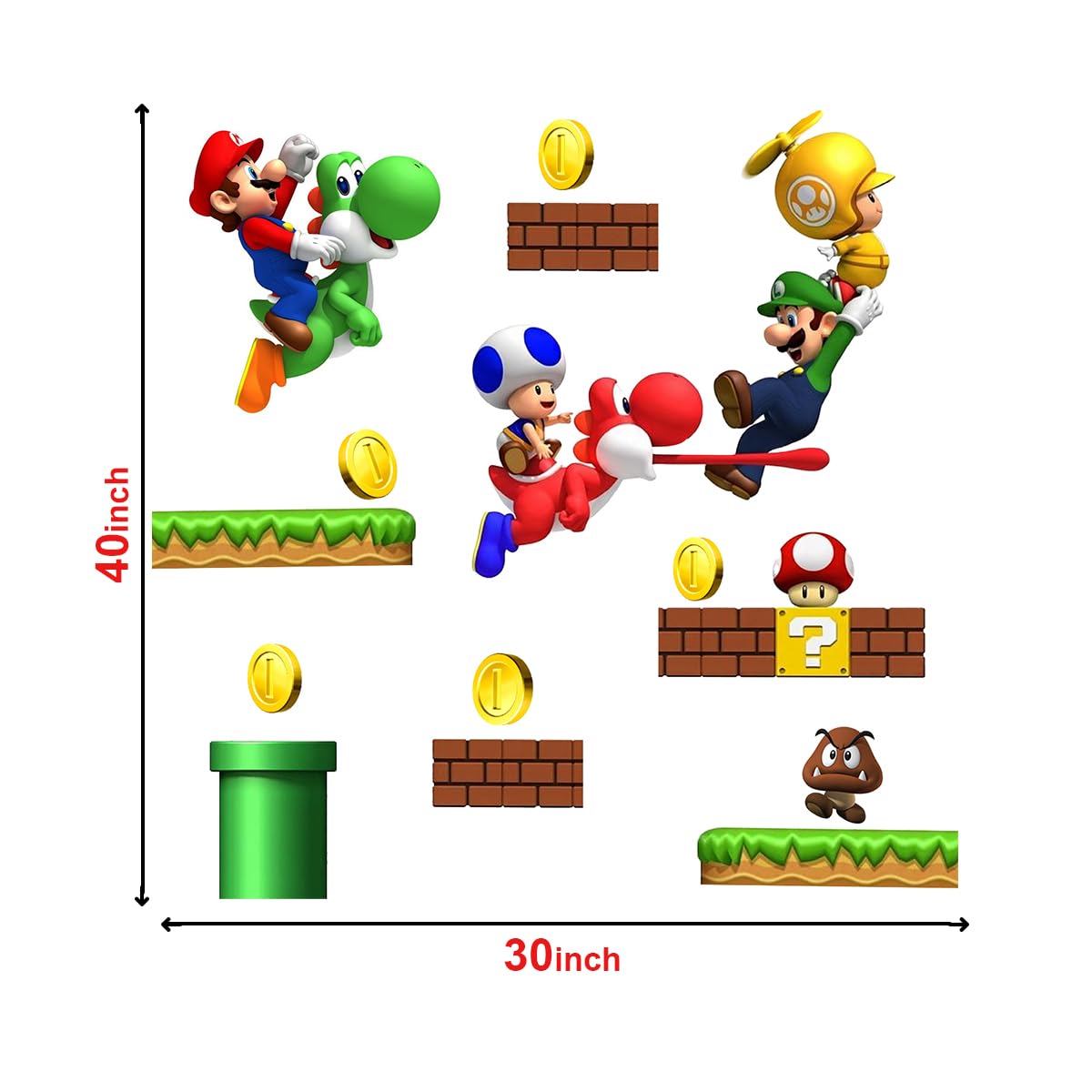 DEKOSH Mario wall decal ideal for game room decorating and theme rooms