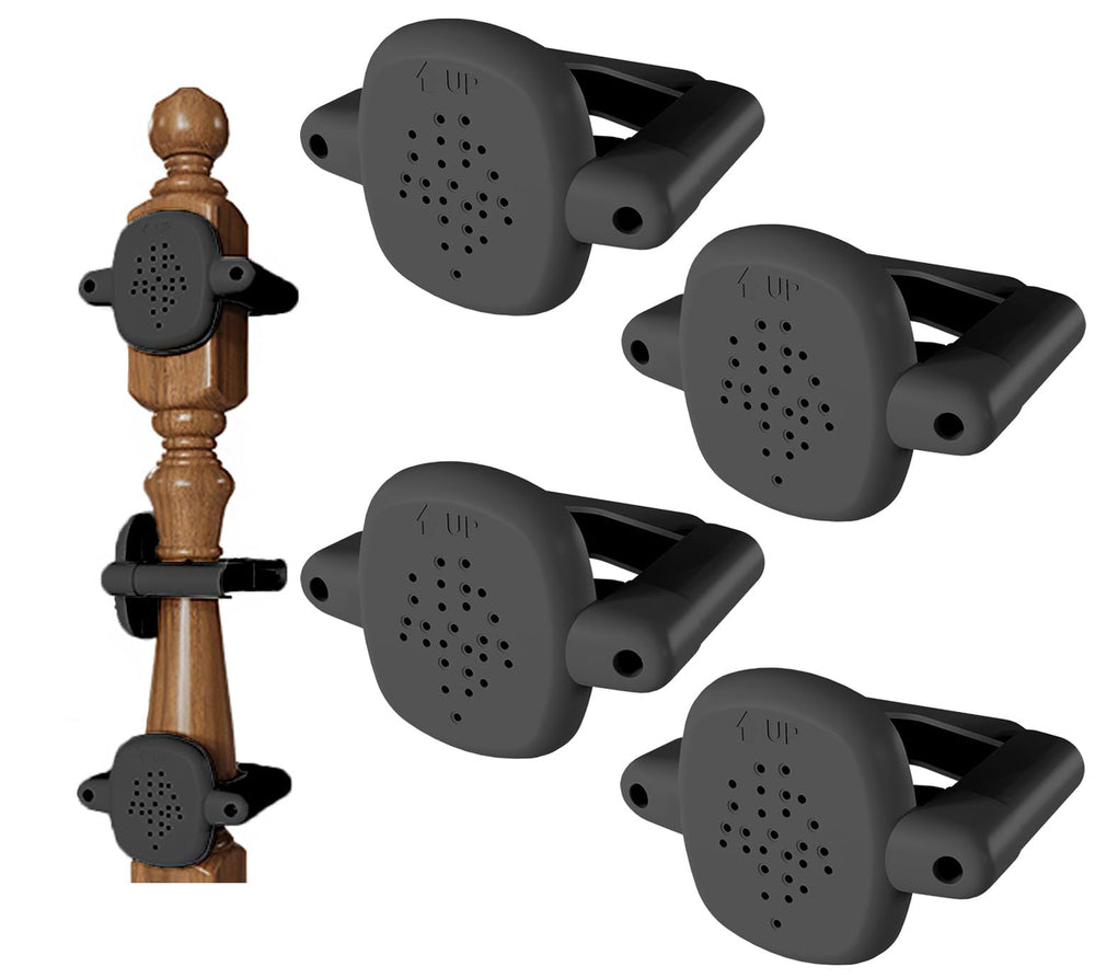 Della Stella banister adapter on round or square post for no-drill gate mounting.