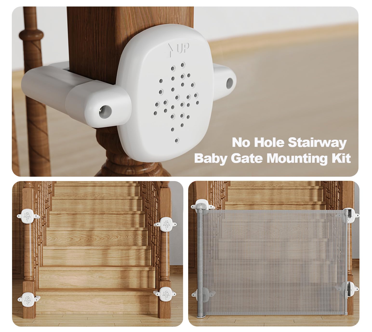 Della Stella fits round or square banisters from 1.5 to 4.2 inches.