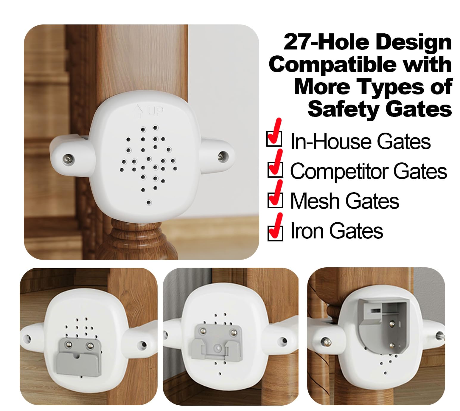 Della Stella two adapters included enable versatile top or bottom stair placement.