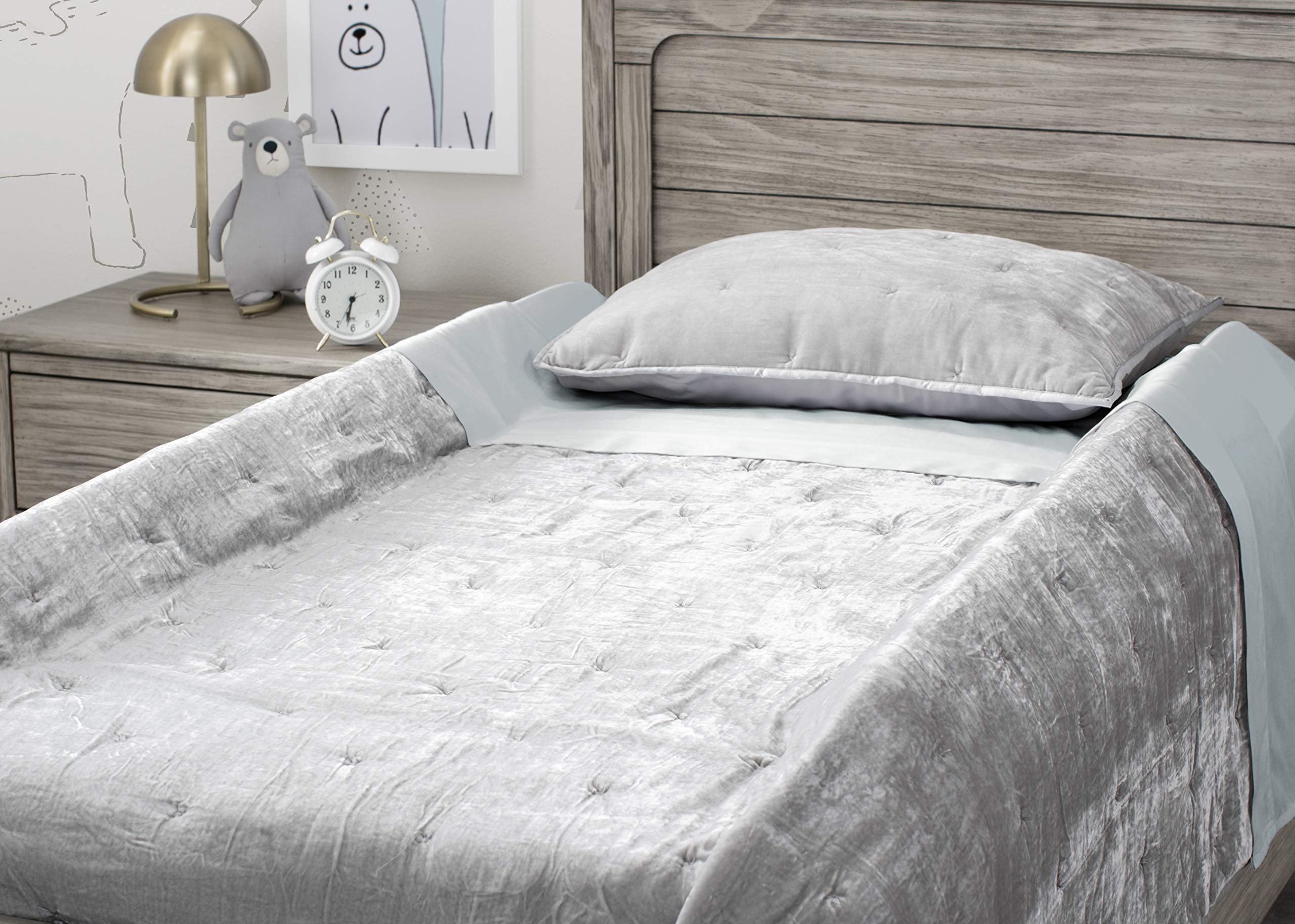 Delta Children bedrail quick install under fitted sheet for a fast setup
