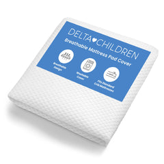 Delta Children breathable crib mattress pad cover closeup with 3D airflow structure.