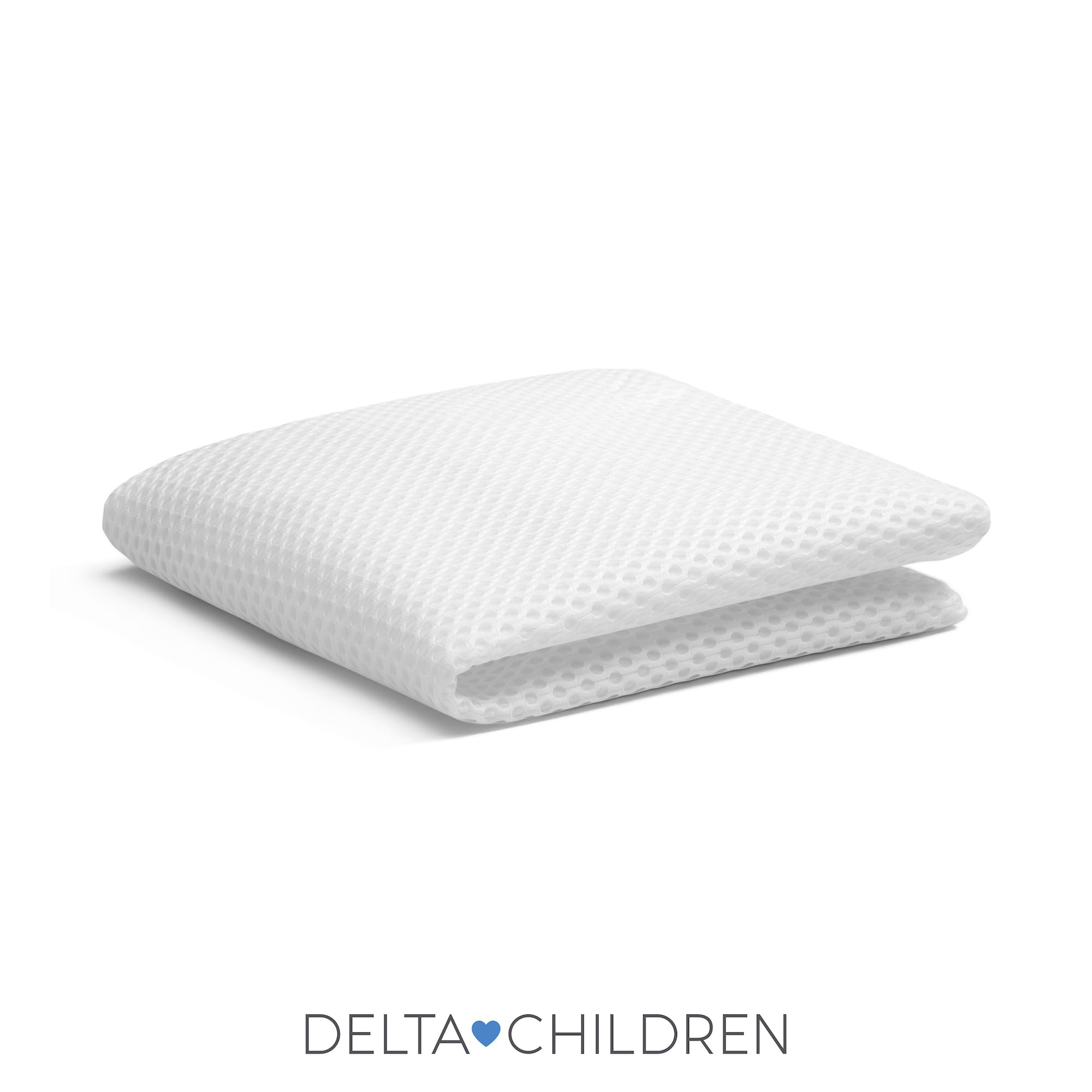 Delta Children pad illustrating upgrade to a breathable sleep surface for babies.