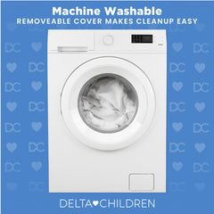 Delta Children breathable pad being machine washed for easy cleanup.