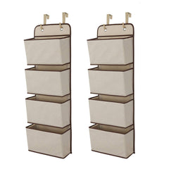 Delta Children beige over-the-door organizer with four pockets for easy toy organization.