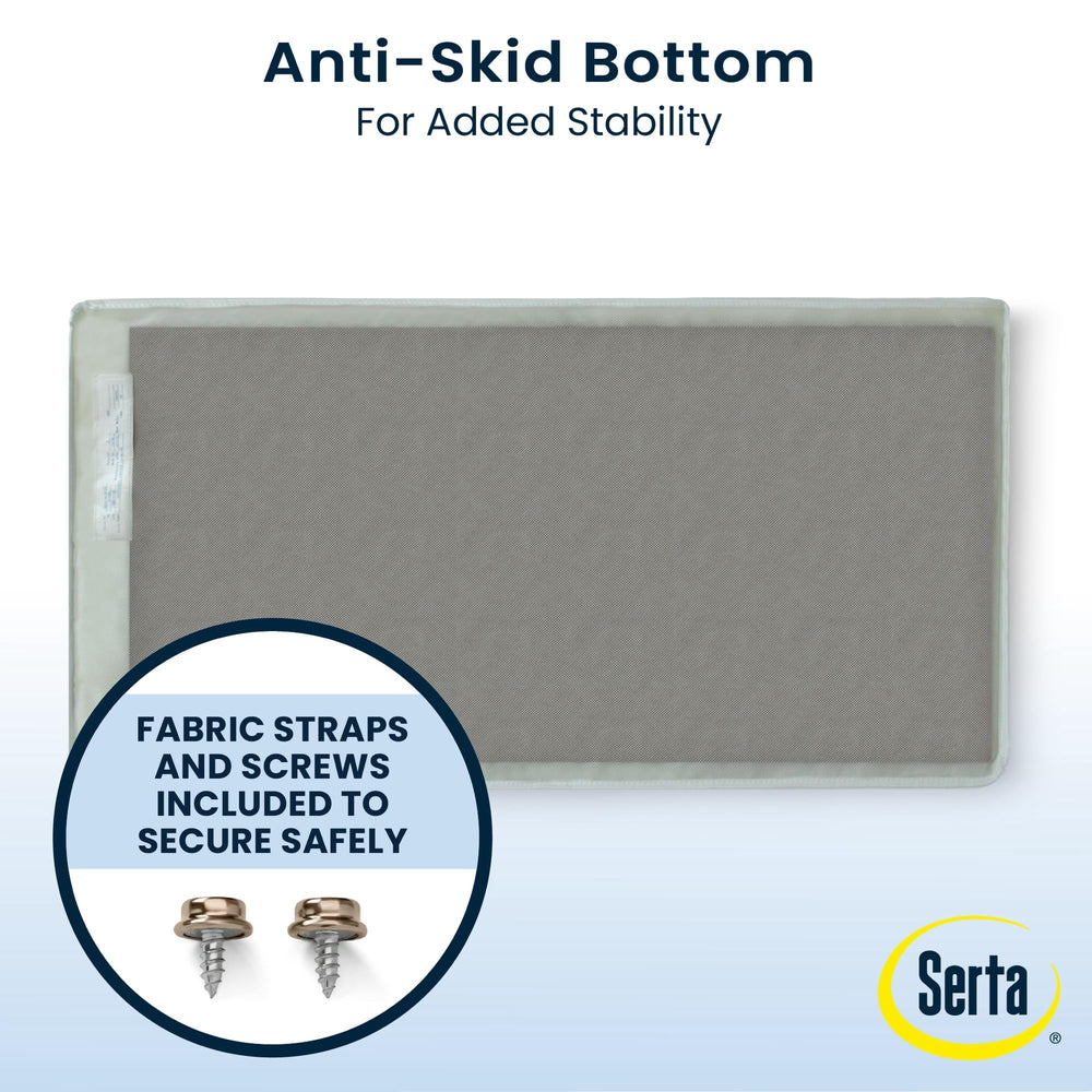 Delta Children Serta pad includes safety harness and quick-release buckle