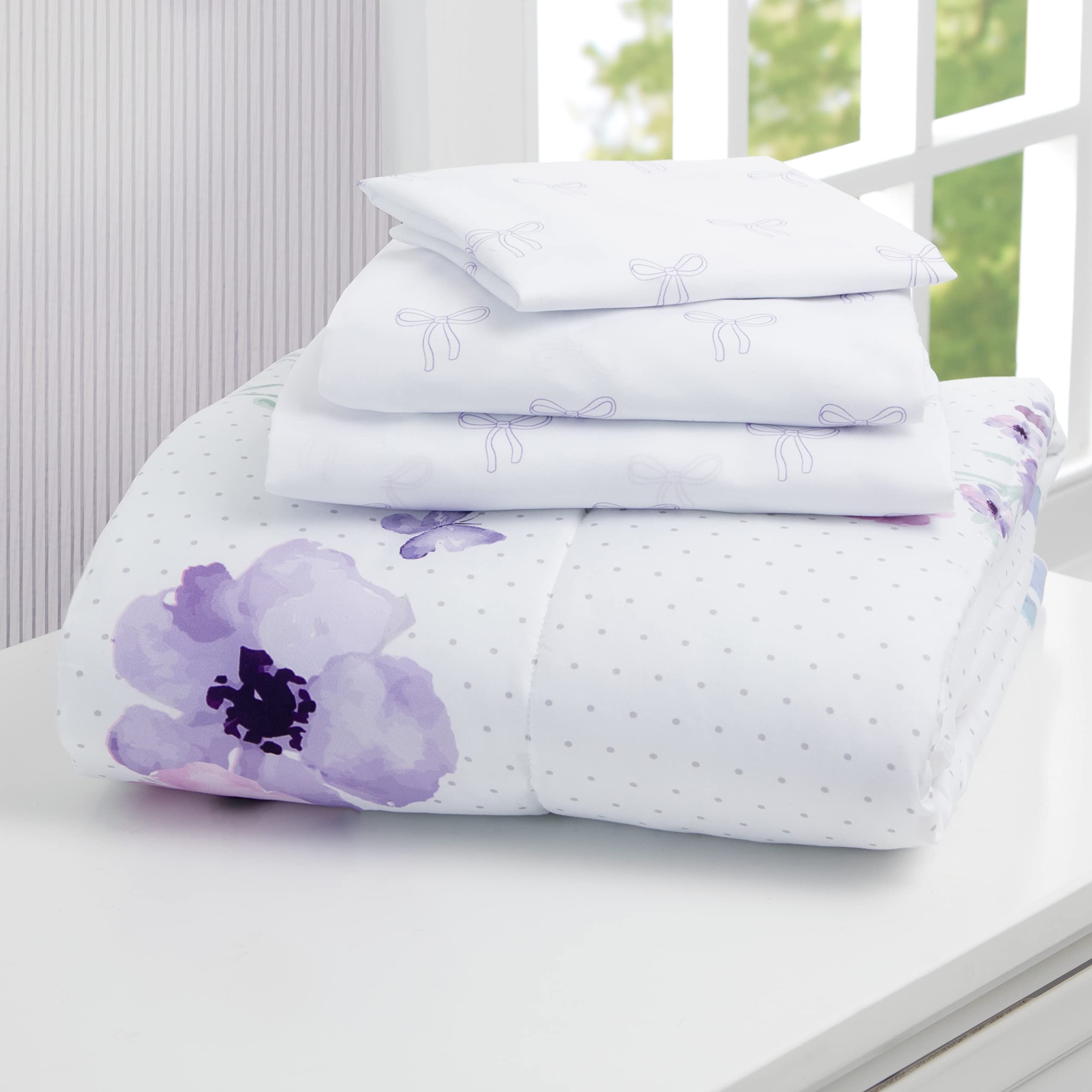 Delta Children purple bouquet care-ready materials for easy washing