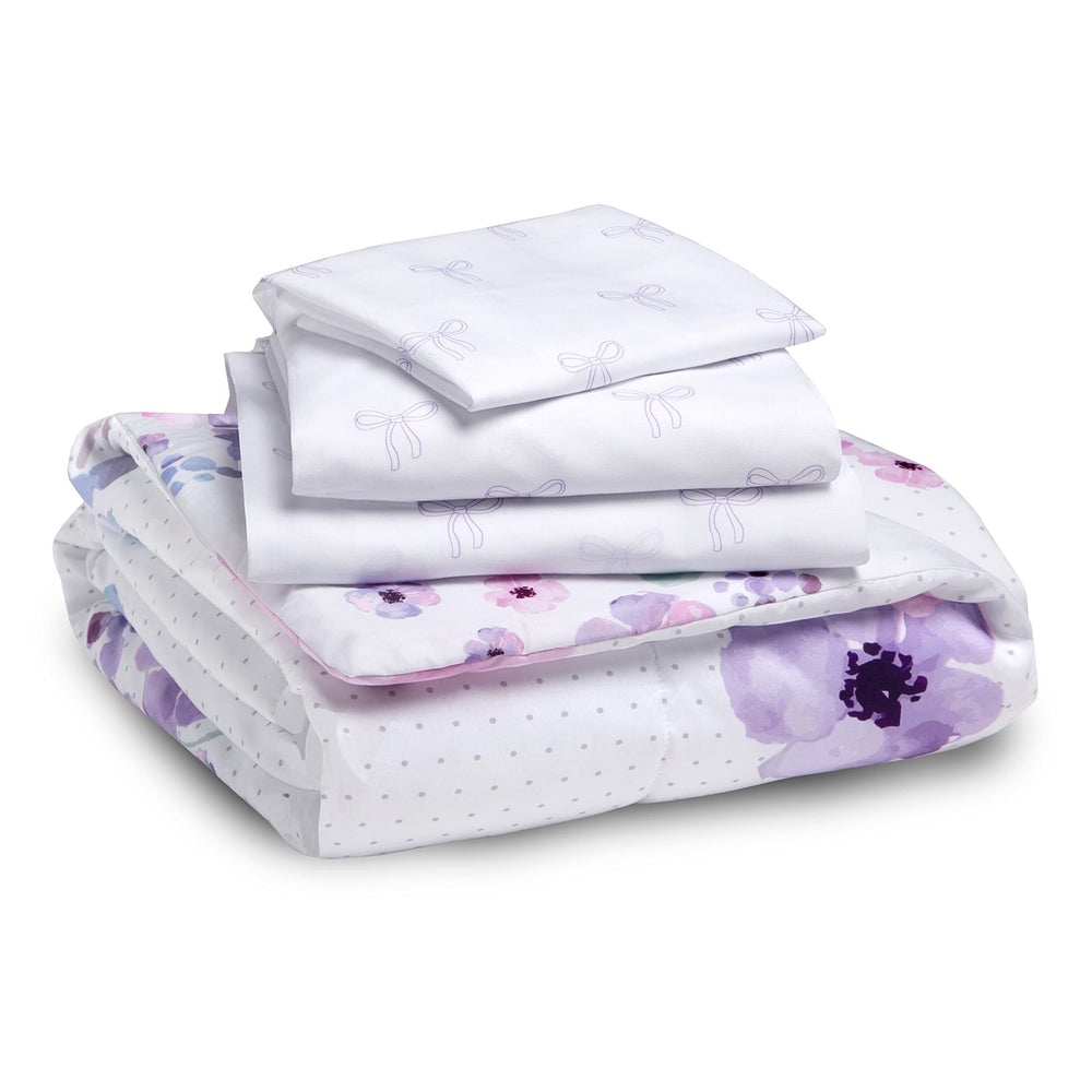 Delta Children purple bouquet bedding adds bright style to any room