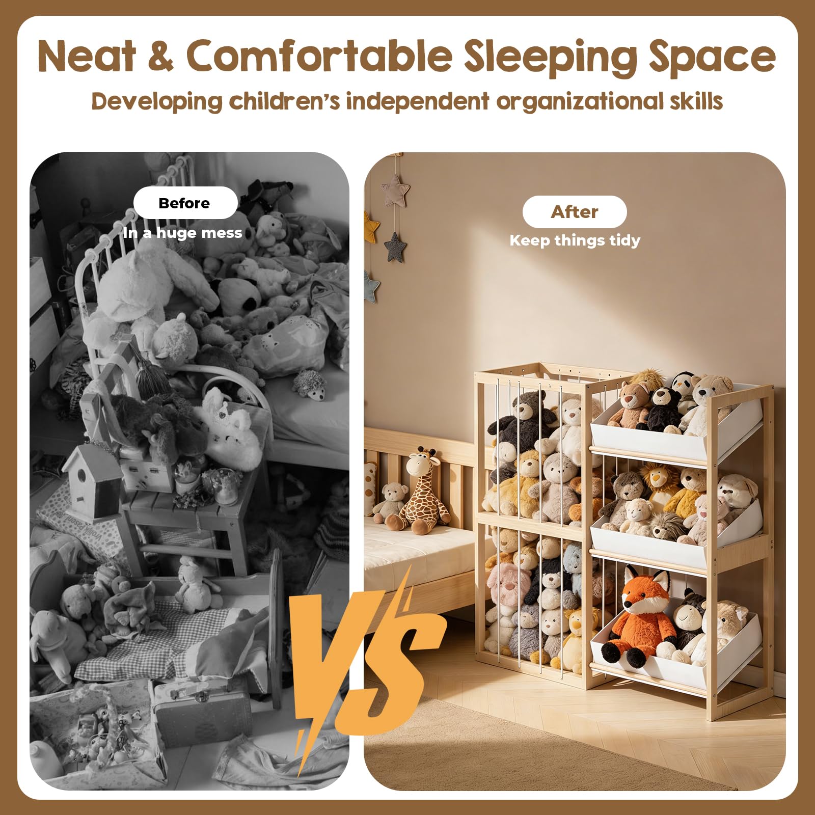 DEMEGA nursery decorative wooden rack blends with any decor.