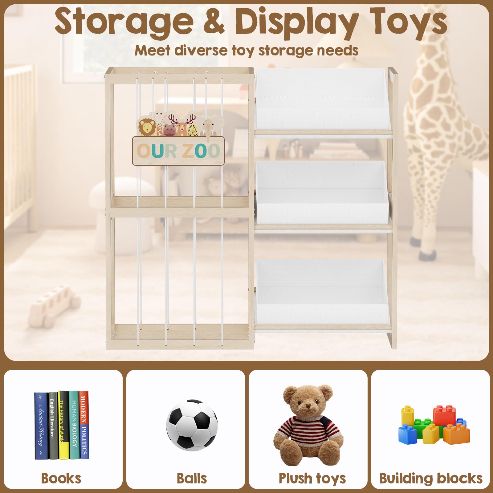 DEMEGA open-front design provides easy, independent toy access.