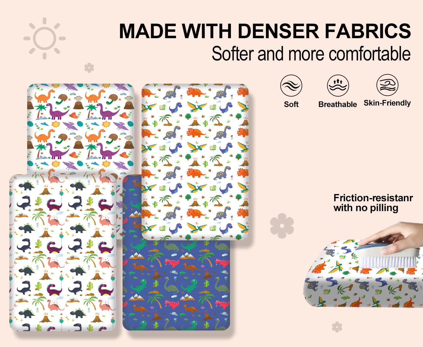 DengFengLai dinosaur crib sheet seasonal pattern option enhances nursery mood.