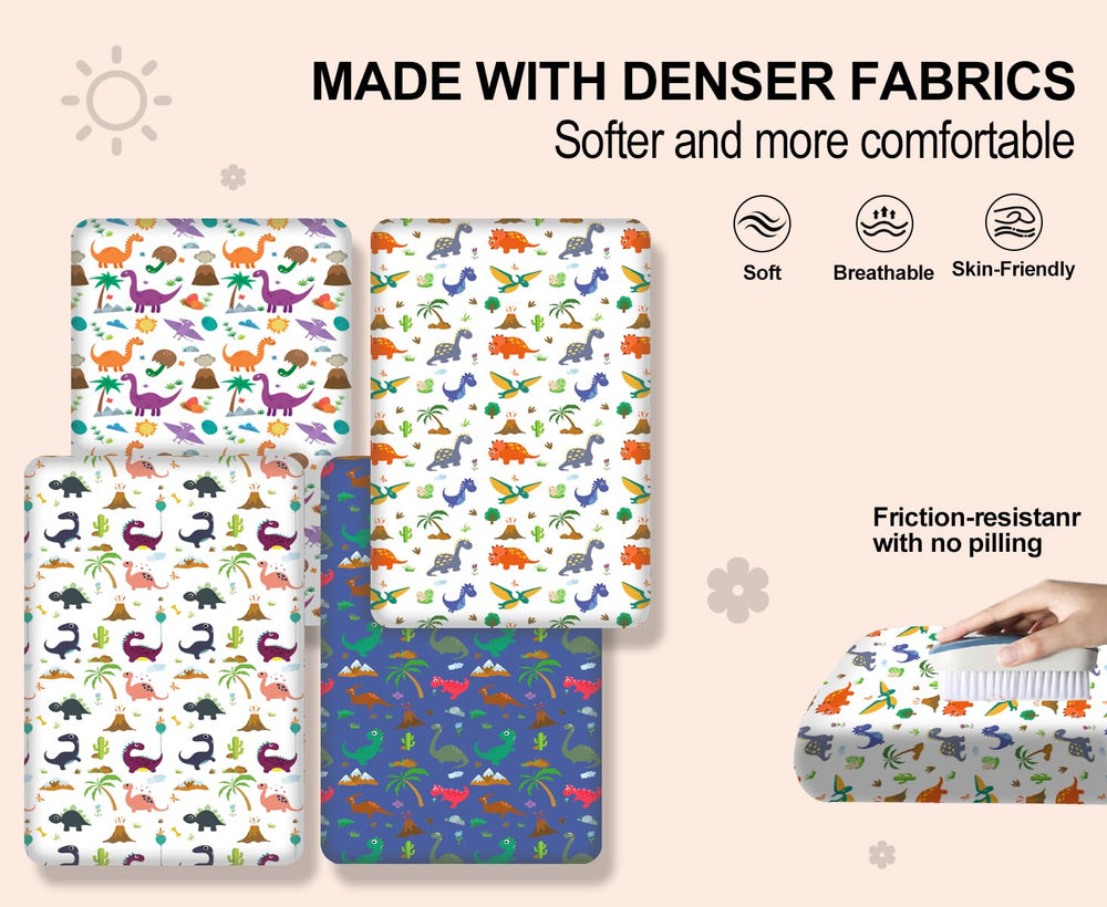 DengFengLai dinosaur crib sheet seasonal pattern option enhances nursery mood.
