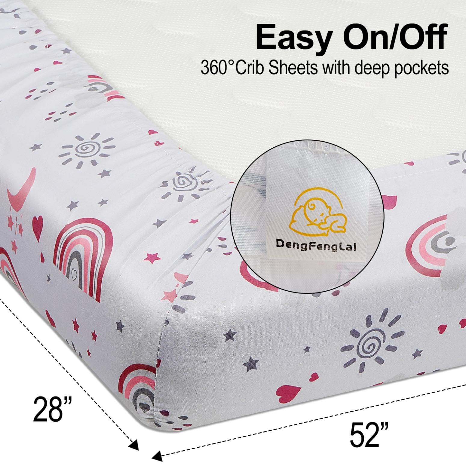 DengFengLai machine-washable pre-shrunk crib sheet stays soft after washing