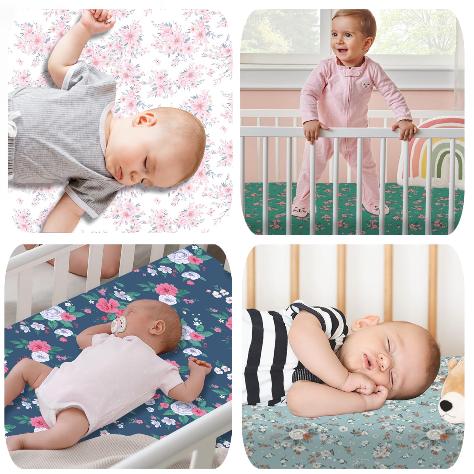 DengFengLai neutral floral pattern collection complements any nursery theme.