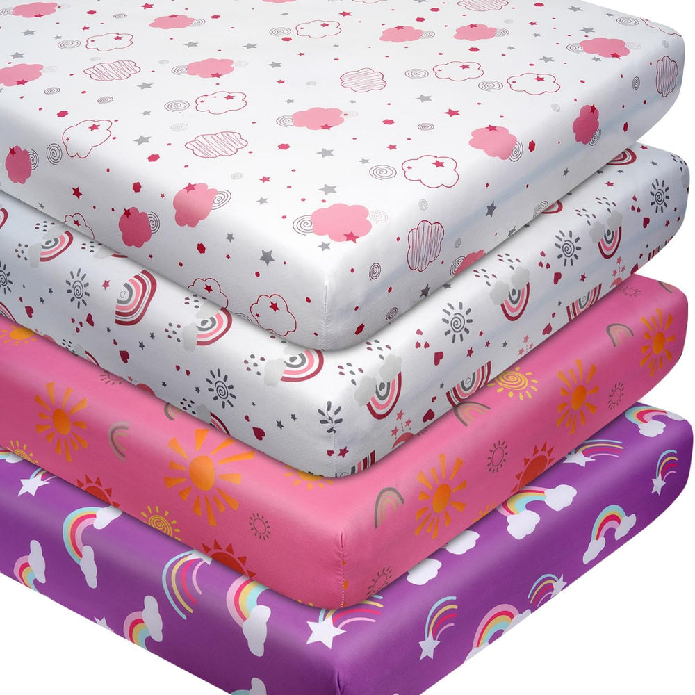 DengFengLai sun and rainbows crib sheet for breathable softness and easy fit