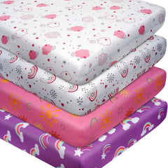 DengFengLai sun and rainbows crib sheet for breathable softness and easy fit
