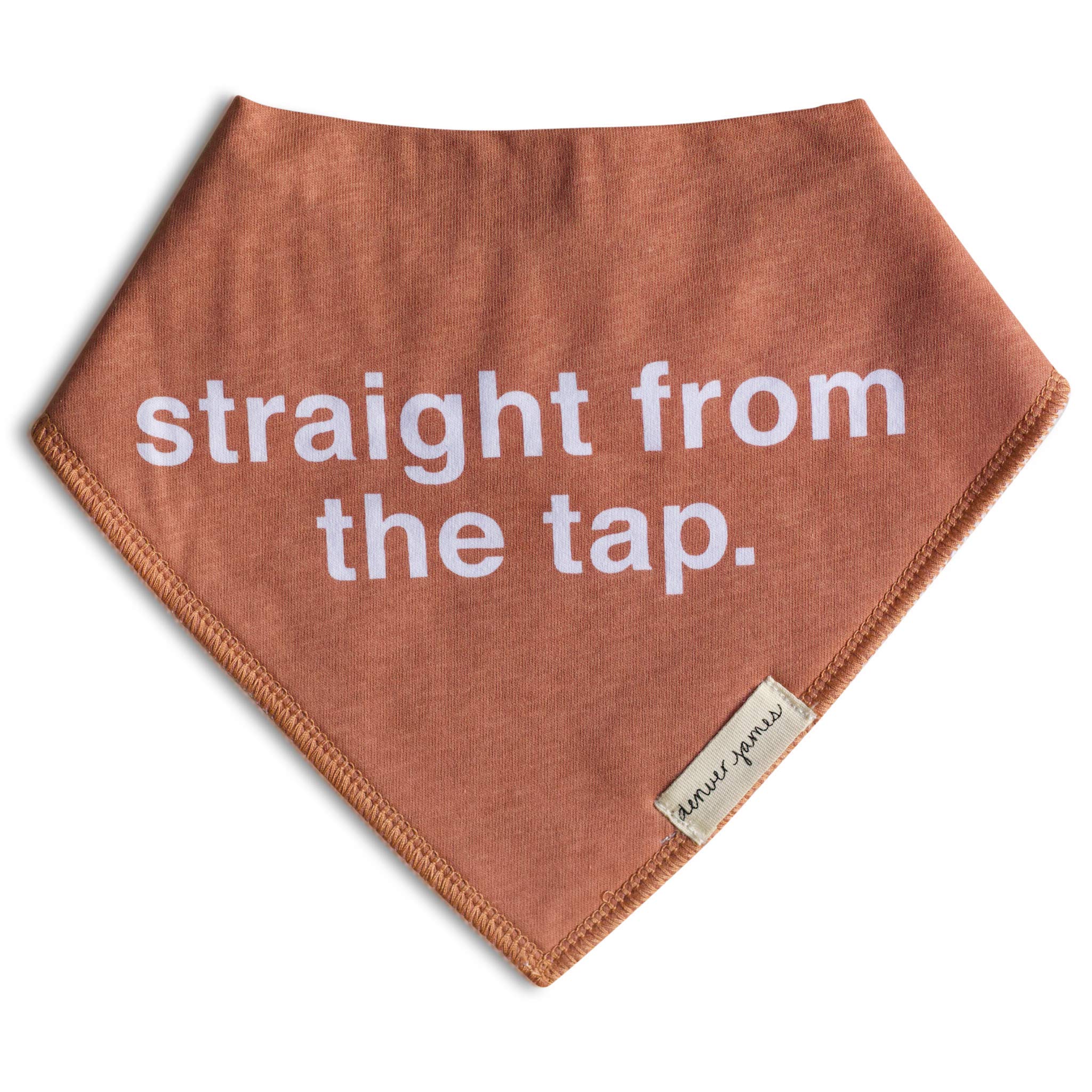 Denver James Bandana Bib front view with soft organic cotton for gentle feeding