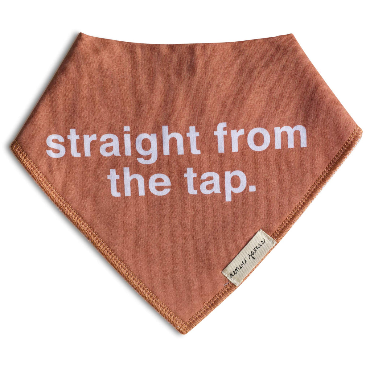 Denver James Bandana Bib front view with soft organic cotton for gentle feeding