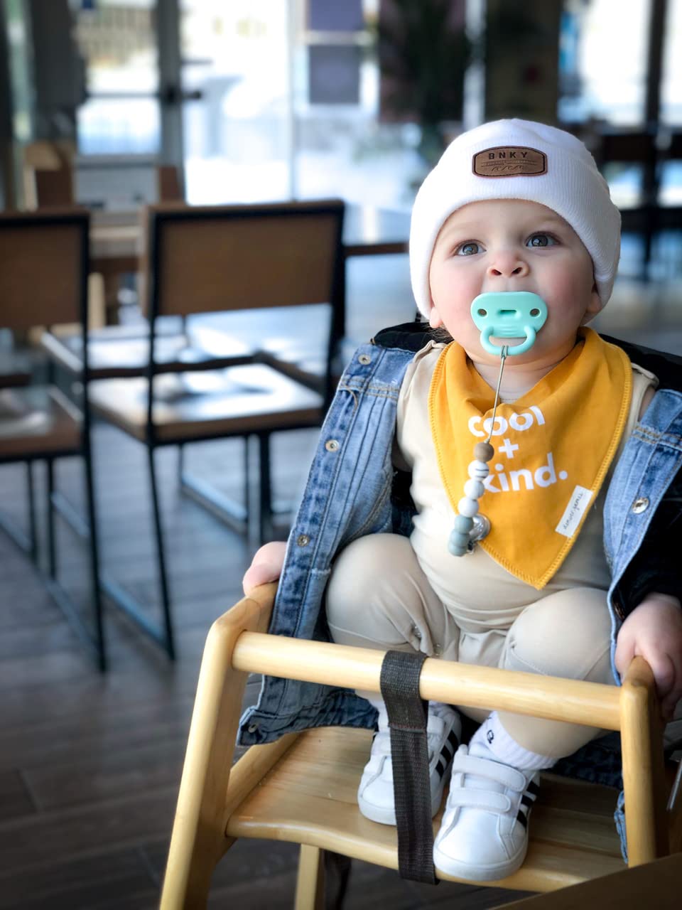 Dishwasher-safe Denver James bib is easy to clean