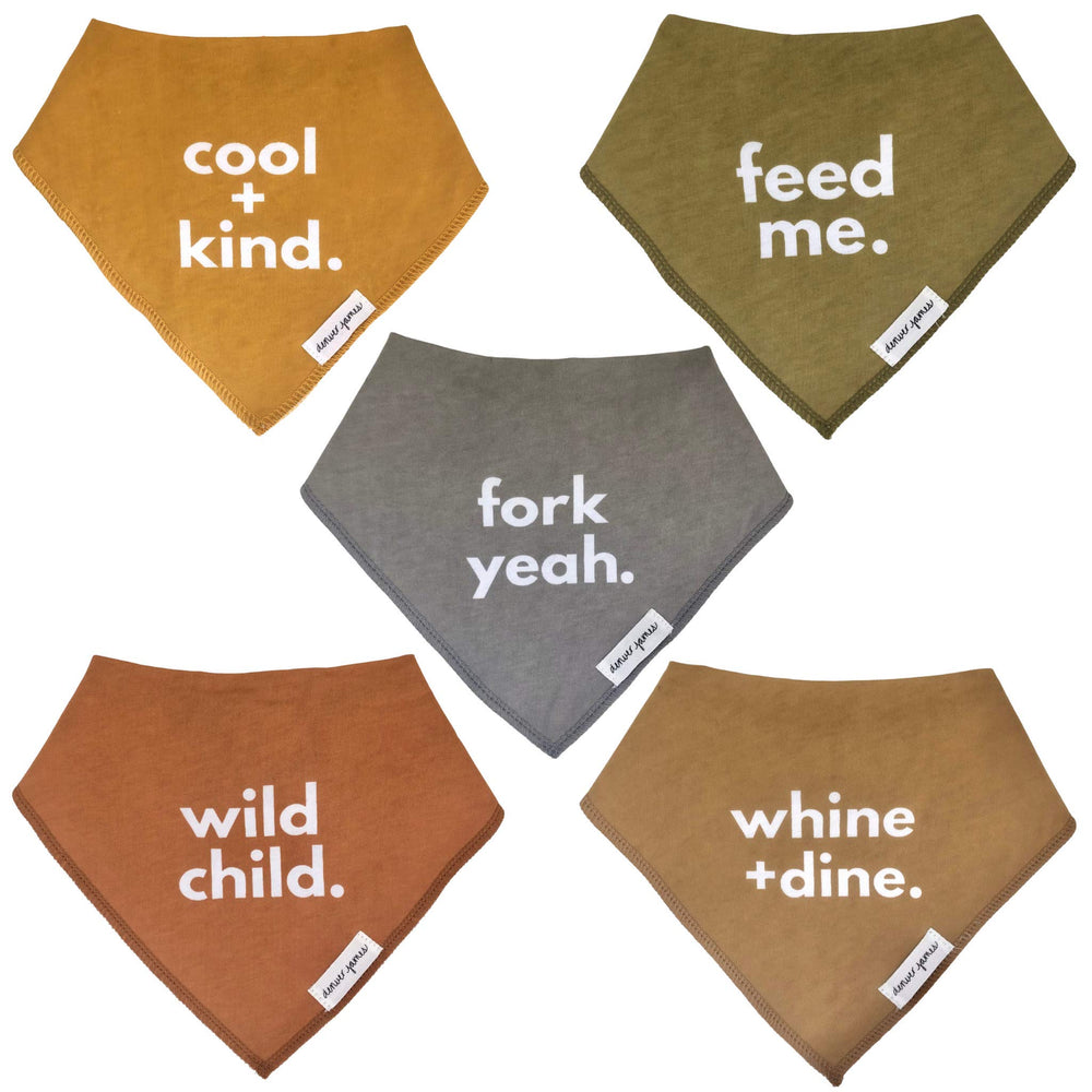 Denver James Bandana Drool Bib in use during meals.