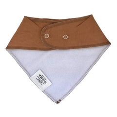 Denver James Bandana Drool Bib back view highlights cozy fleece backing.