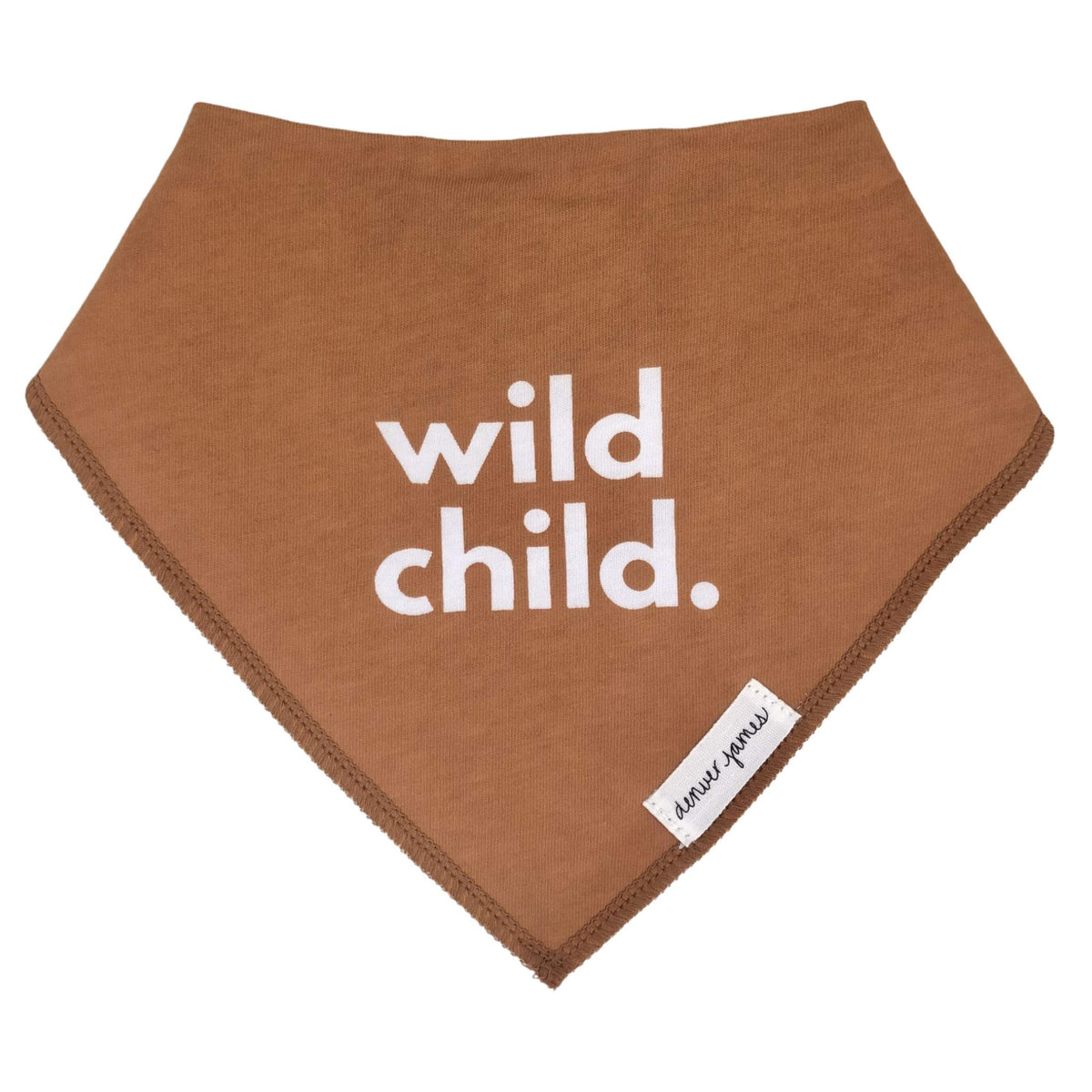Denver James Bandana Drool Bib front close-up shows soft organic cotton and keeps outfits clean.