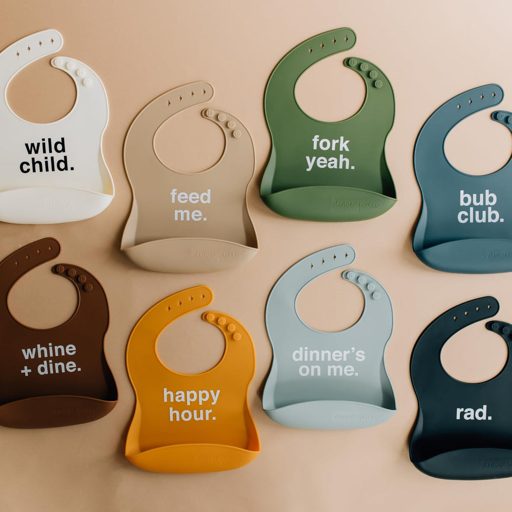 Denver James bib neck size grows with your child.