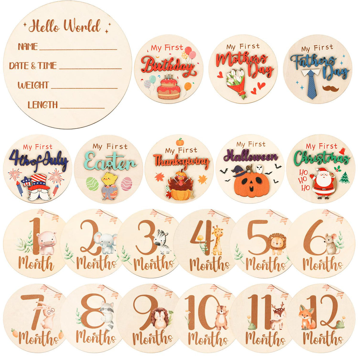 Deorfuy monthly milestone signs capture six double-sided months for vibrant baby photos.